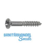 DIN7995 3.0 x 25 Pozidriv 1 Messing verchromt Holzschraube Linsensenkkopf