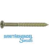 DIN7995 3.5 x 40 Pozidriv 2 Messing blank Holzschraube Linsensenkkopf