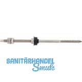 Stockschraube M12x250 mit Muttern & EPDM-Dichtung - Edelstahl A2 vormontiert