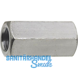 ~DIN6334 M10x 30 verzinkt Sechskant-Langmutter mit Mittelstopp ~DIN6334 M10x 30 verzinkt Sechskant-Langmutter mit Mittelstopp