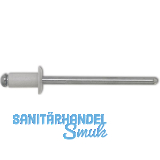 ISO15977 Blindniete Flachrundkopf 4.0x10 Aluminium mit Stahldorn RAL9010 wei�