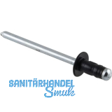ISO15977 Blindniete Flachrundkopf 3.2x 6 Aluminium mit Stahldorn RAL9005 schwarz