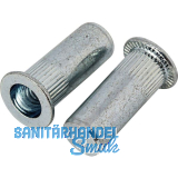 Blindnietmutter Flachrundkopf r�ndl. Rundsch. geschl. M 8x26.5 Stahl verzinkt