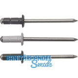 Mehrbereichsniete FRK 3.2x 8 Aluminium mit Edelstahldorn RAL9002 prefaweiss