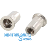 Blindnietmutter Senkkopf ger�ndelt Rundschaft offen M12x24.0 Edelstahl