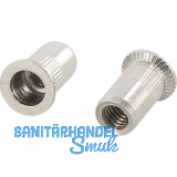 Blindnietmutter Senkkopf ger�ndelt Rundschaft offen M 6x16.0 Edelstahl