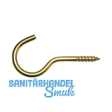 Schraubhaken mit Holzgewinde gebogen 2,3x20 Stahl vermessingt