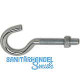 W�scheleinenhaken mit metrischem Gewinde M 8x90 verzinkt-blau mit Mutter