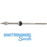 Stockschraube M12x350 mit Muttern & EPDM-Dichtung - Edelstahl A2 vormontiert