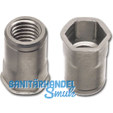 Blindnietmutter kl. Senkkopf mit Sechskantschaft offen M10x22,9 Stahl verzinkt