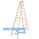 JUST Holz Stehleiter Sprossen=12 L�nge=3,76 m mit Gurt