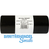 M�lls�cke Polyethylen 60 Liter, 14 my 640 x 710 mm ohne Zugband schwarz