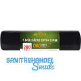 M�lls�cke Polyethylen 280 Liter, 60 my 1150 x 1350 mm ohne Zugband schwarz