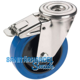 D�RNER + HELMER Lenkrolle Elastik blau R�ckenloch 100 mm 150 kg Feststeller