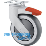 TENTE Lenkrolle TPR/Kunststoff Anschraubloch 100 mm Platte Feststeller