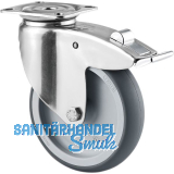 TENTE Lenkrolle Edelstahl Platte nachlaufender Totalfestst. 100 mm 80 kg