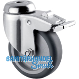 TENTE Lenkrolle Edelstahl R�ckenloch und Feststeller 75 mm 75 kg