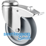 TENTE Lenkrolle TPE Edelstahl mit R�ckenloch und Feststeller 125 mm