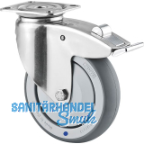 TENTE Lenkrolle TPR/Edelstahl nachlaufender Totalfeststeller 125 mm Platte