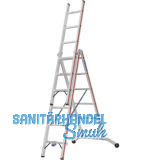 HYMER Alu-Allzweckleiter 3-teilig Type 6047 Sprossen= 3 x 6