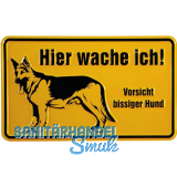 Hinweisschild Hier wache ich! Vorsicht bissiger Hund 200 x 120 mm