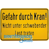 Hinweisschild Gefahr durch Kran! 300 x 200 mm