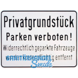 Hinweisschild Privatgrundst�ck Parken verboten! Widerrechtlich 330 x 250 mm