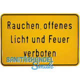 Hinweisschild Rauchen, offenes Licht und Feuer verboten 300 x 200 mm
