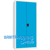 Fl�gelt�rschrank 1950x930x500 mm RAL 7035 lichtgrau/5012 lichtblau