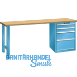 LISTA Werkbank 27x36E Multiplex 2000x750x840mm KEY Lock RAL5012 4 Laden 75kg