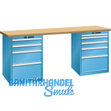 LISTA Werkbank 27x36E Multiplex 2000x750x840mm KEY Lock RAL5012 9 Laden 75kg
