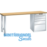 LISTA Werkbank 27x36E Multiplex 2000x750x840mm KEY Lock RAL7035 5 Laden 75kg