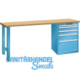 LISTA Werkbank 27x36E Buche 2000x800x850mm KEY Lock RAL5012 5 Laden 75kg