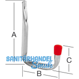 Wandhaken U-Form 120 x 82 x 41 mm verzinkt rote Endkappen