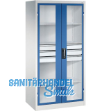C+P Fl�gelt�rschrank 1950x930x600 mm RAL 7035 lichtgrau/5010 enzianblau