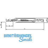 MAWEX VHM-Doppelfr�sbohrer 5X12X65 mm einschneidig spiralig