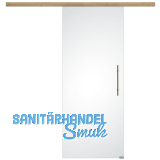 Glasschiebet�r Set Satiniert 820x2100mm, Inlay CPL Risseiche, Sto�griff silber