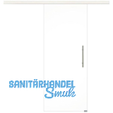 Glasschiebet�r Set Klarglas, 920x2100mm, Inlay CPL Bianco, Sto�griff silber