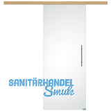 Glasschiebet�r Set Satiniert 820x2100mm, Inlay CPL Eiche, Sto�griff silber