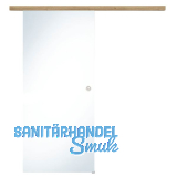 Glasschiebet�r Set Klarglas, 920x2100mm, Inlay CPL Risseiche Muschelgriff silber