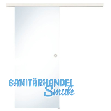 Glasschiebet�r Set Klarglas, 920x2100mm, Inlay CPL Bianco Muschelgriff silber