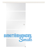 Glasschiebet�r Set Sensita 15, 820x2100mm Inlay CPL Bianco Muschelgriff silber