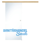 Glasschiebet�r Set Klarglas, 820x2100mm, Inlay CPL Eiche Muschelgriff silber