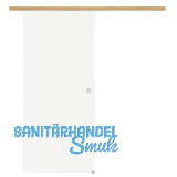 Glasschiebet�r Set Satiniert, 820x2100mm, Inlay CPL Eiche Muschelgriff silber