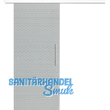 Glasschiebet�r Set Diamant klar, Inlay wei�, Sto�griff silber, 820