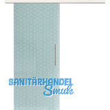 Glasschiebet�r Set Brillant wei�, Inlay Bianco, Sto�griff silber, 820 mm