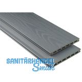 KOVALEX WPC Terrassendiele Hohlkammerprofil steingrau mattiert, 20x190x5000mm