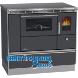 LOHBERGER Festbrennstoffherd Rega 90, Schwarzgrau matt