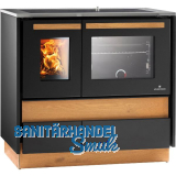 LOHBERGER Festbrennstoffherd Alpin 94 Stand inkl. Stahlkochfeld, Schwarz matt