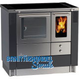 LOHBERGER Festbrennstoffherd LC 75 B Edition schwarz-grau matt inkl. Stahlplatte